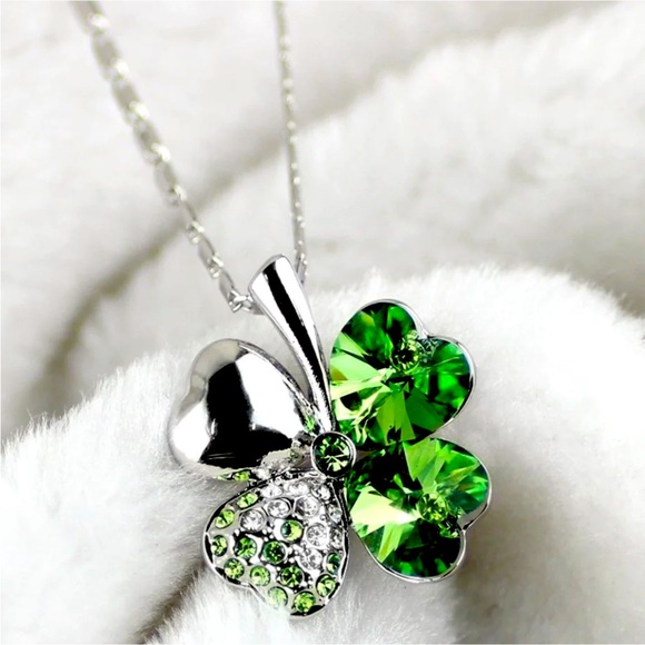 Swarovski Green Four Heart Sparkling Necklace - Picture 4 of 5